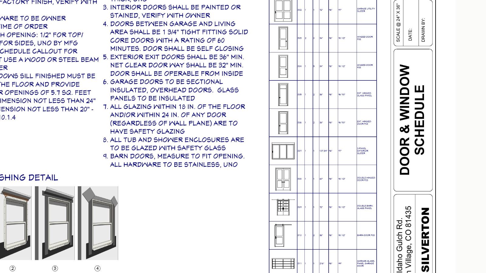 A door and window schedule sheet open in Bildrix: the tables the schedule extractor reads row by row